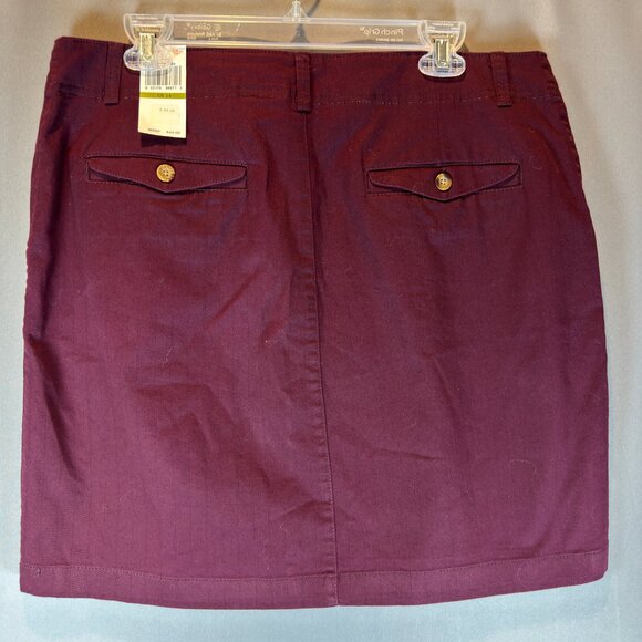 NEW Dockers Women’s 14 Burgundy Cotton Casual Chino Skirt 19.5” Knee Length - Picture 2 of 6